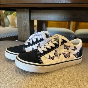 Vans Black and White Butterfly Skate Sneakers